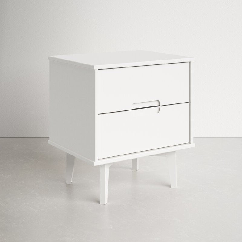 FarmHouse 2 Drawer Solid Wood Nightstand White — Chic Home-Decor