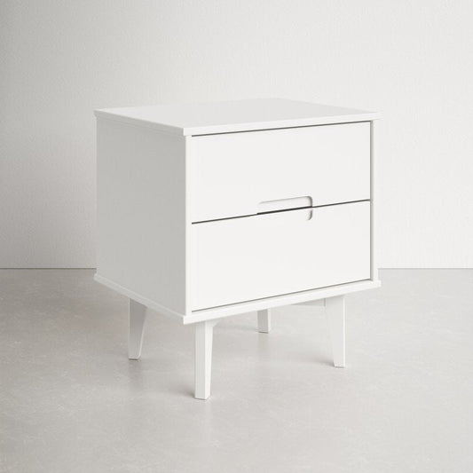 FarmHouse 2 Drawer Solid Wood Nightstand White — Chic Home-Decor