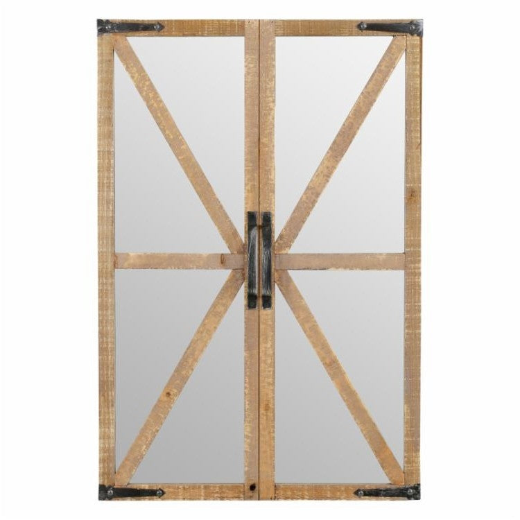 Rustic Vintage Faux Barn Doors Farmhouse Wall Mirror — Chic Home-Decor