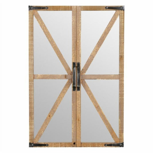 Rustic Vintage Faux Barn Doors Farmhouse Wall Mirror — Chic Home-Decor