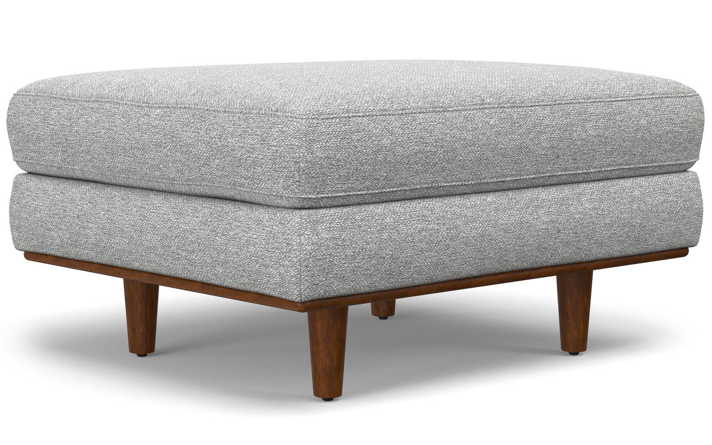 Yami Outdoor Ottoman, 35 Inch, Gray Woven Resin Wicker, Cushioned Seat