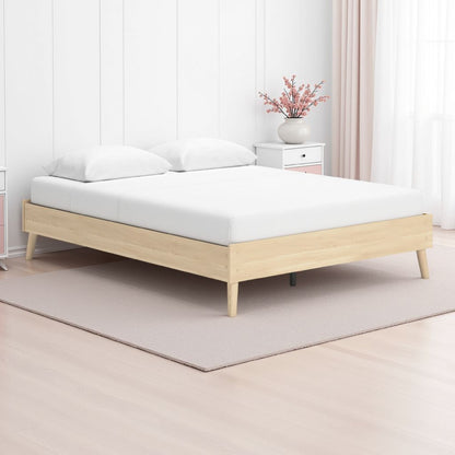 Abis Full Platform Bed, Natural Brown Wood, Low Profile Tapered Legs