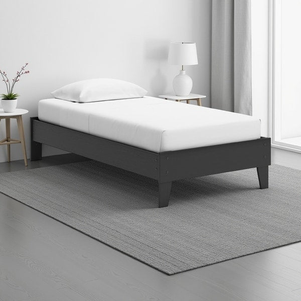 Alli Full Size Platform Bed, Matte Black Wood Frame with Laminate