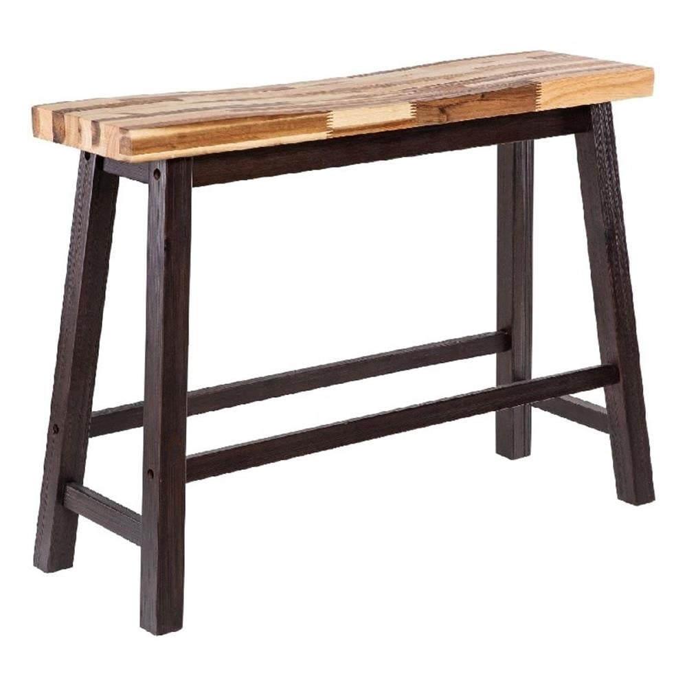 Amber Counter Height Bench, 33 Inch Natural Brown Seat, Espresso Brown
