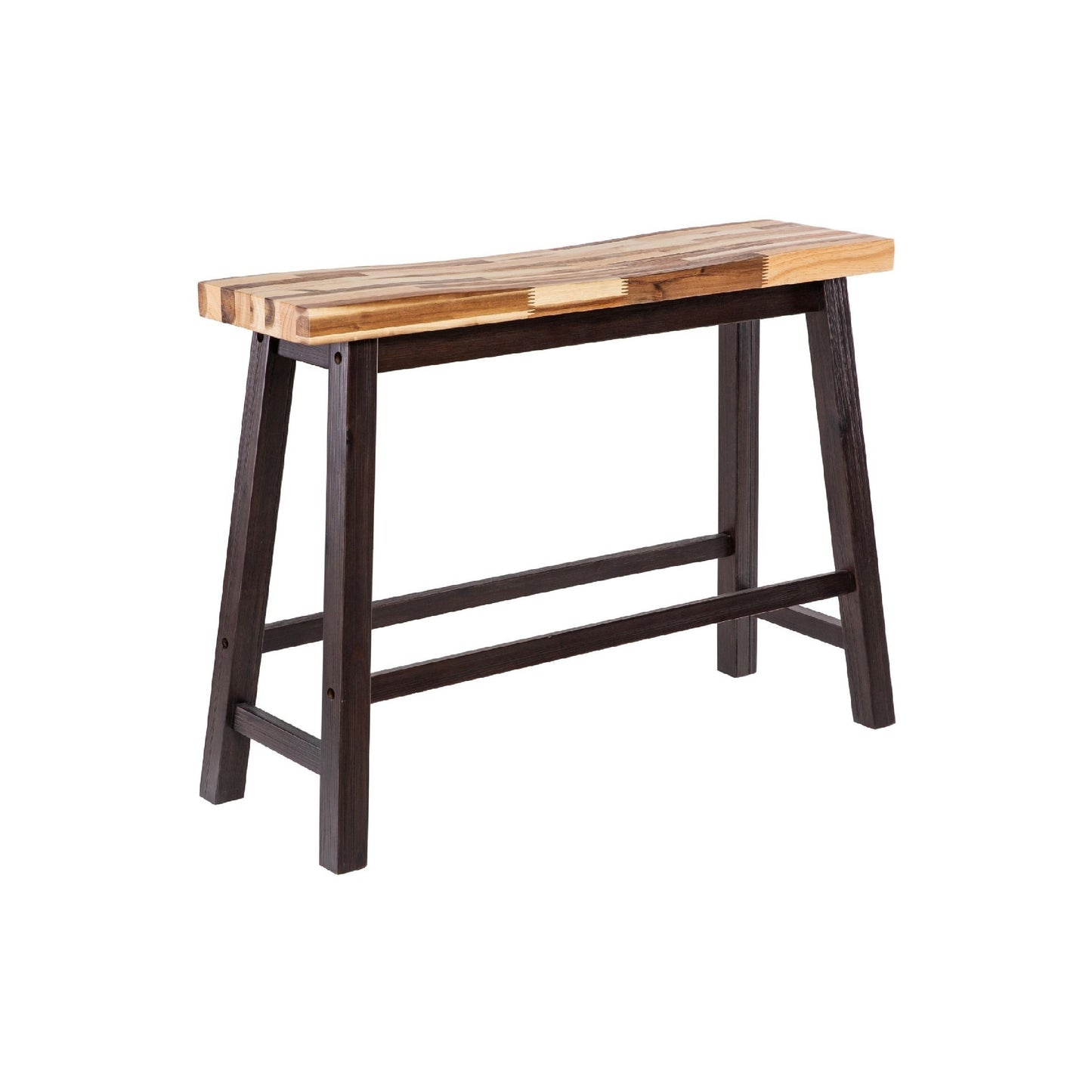 Amber Counter Height Bench, 33 Inch Natural Brown Seat, Espresso Brown