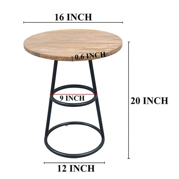 Amelia 20-Inch Side Table - Natural Brown Mango Wood Top, Black Iron Base