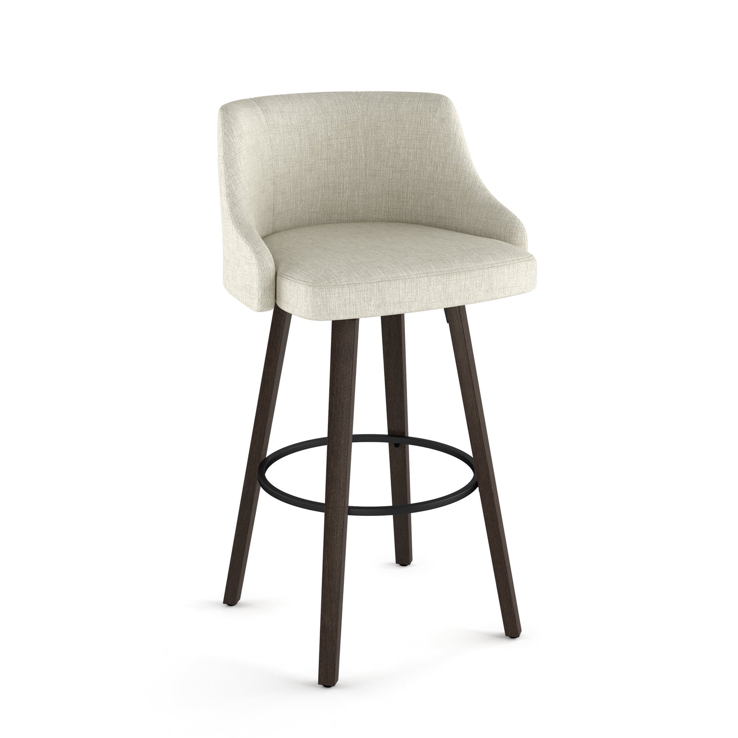 Pior Counter Stool Chair, Blue and White Stripe, Brown Wood Legs