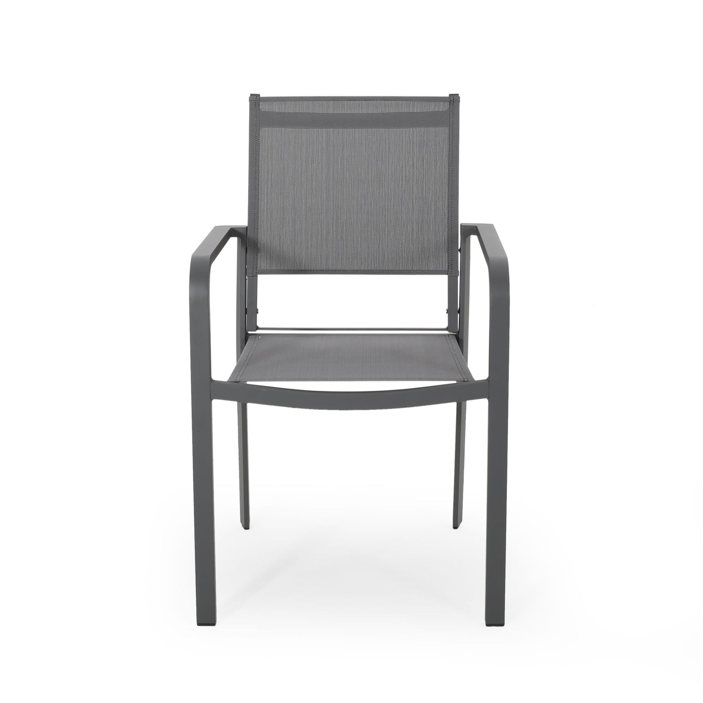 Arini Outdoor Dining Chair Set of 2, Dark Gray Metal Frame, Mesh Seat