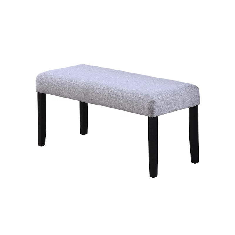 Arun Dining Bench, 41 Inch Charcoal Gray Fabric, Black Rubberwood