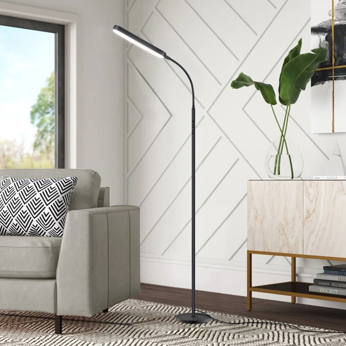 Black Modern 68-inch LED Dimmable Floor Lamp with Remote - Accent/Reading Light