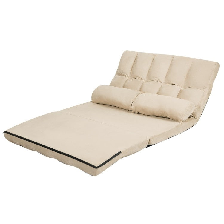 Faux Suede Minimalist 5 Tilt Foldable Floor Sofa Bed Detachable Cloth Cover in Beige — Chic Home-Decor