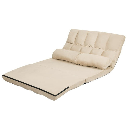 Faux Suede Minimalist 5 Tilt Foldable Floor Sofa Bed Detachable Cloth Cover in Beige — Chic Home-Decor