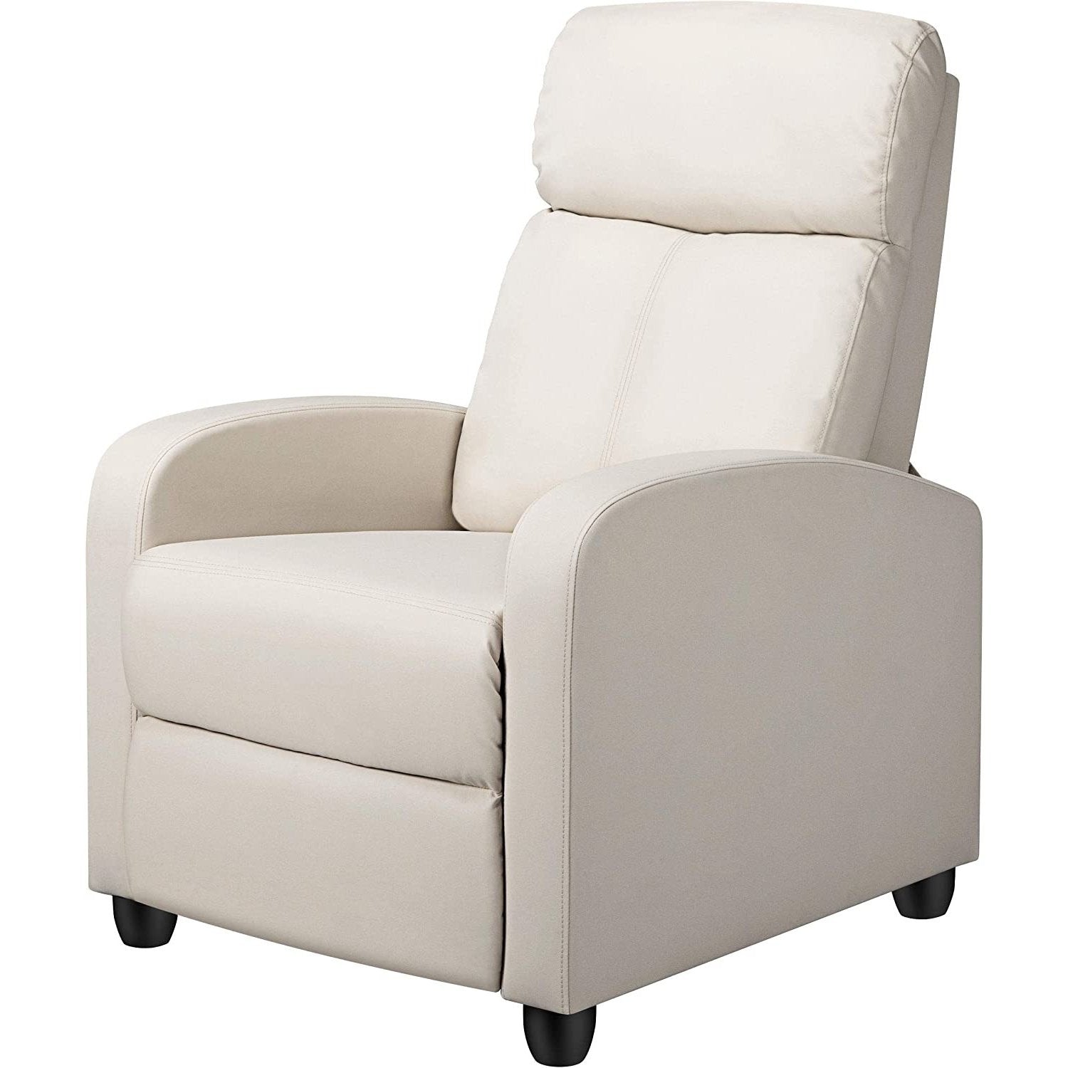 Off White High-Density Faux Leather Push Back Recliner Chair — Chic Home-Decor
