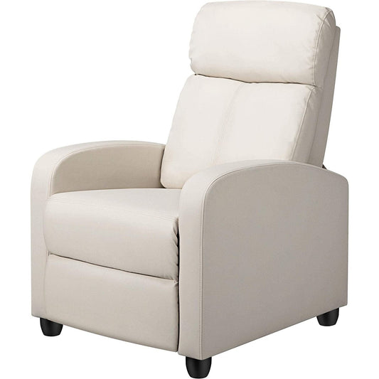 Off White High-Density Faux Leather Push Back Recliner Chair — Chic Home-Decor
