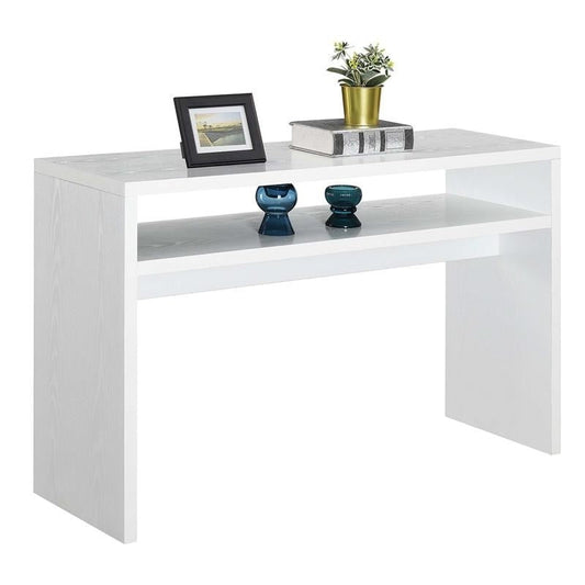 Modern FarmHome White Sofa Table Console Table with Bottom Shelf — Chic Home-Decor