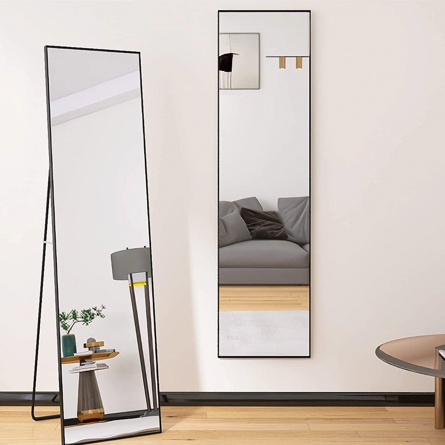 Modern Full Length Floor Mirror with Stand or Wall Mount with Black Frame — Chic Home-Decor