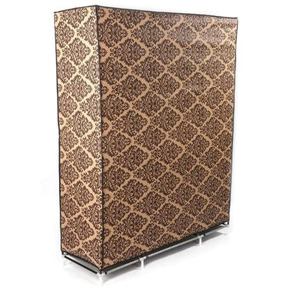 Brown Damask 65-inch Bedroom Wardrobe Closet Organizer Storage Unit