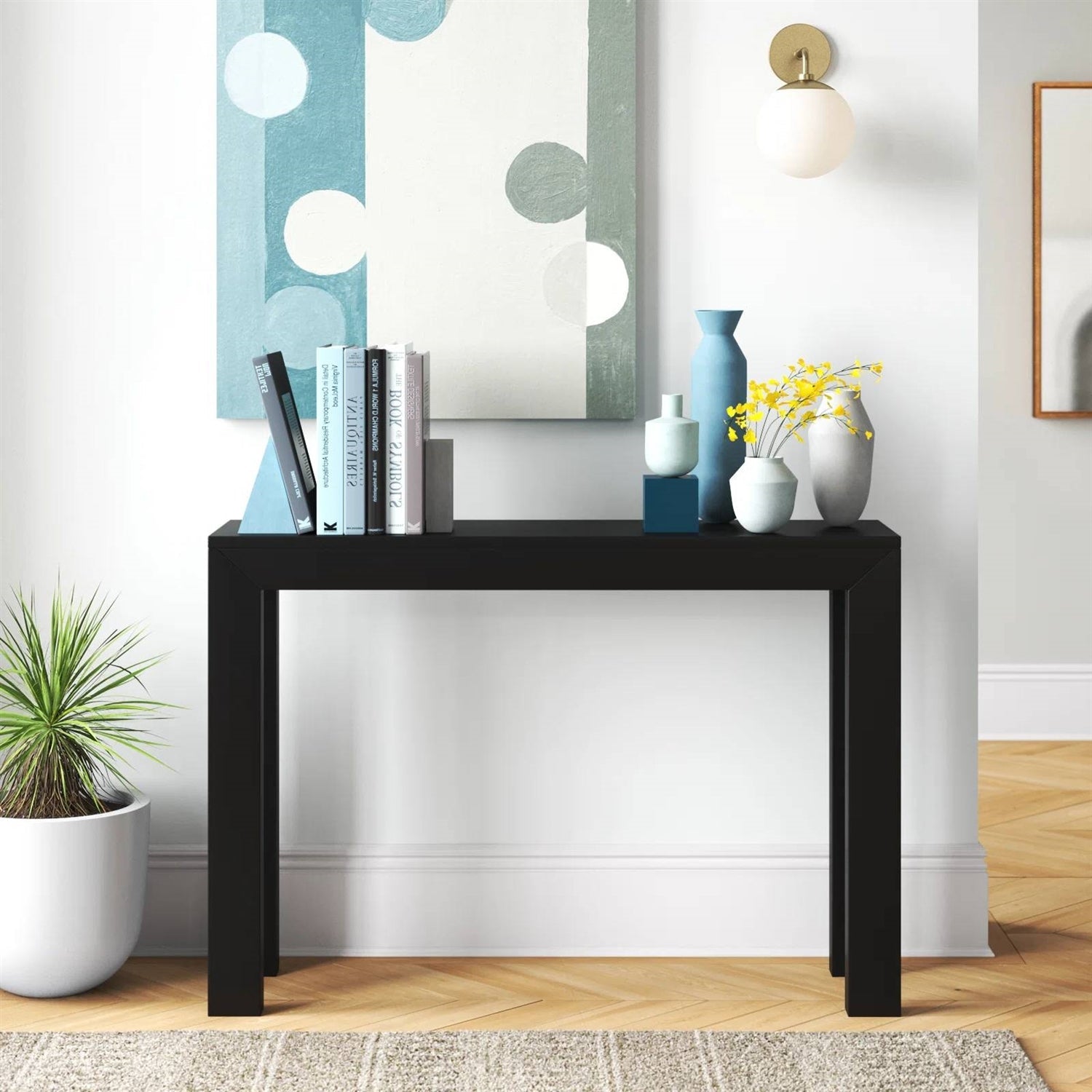 Solid Wood Modern Accent Console Table / Sofa Table in Black Finish — Chic Home-Decor