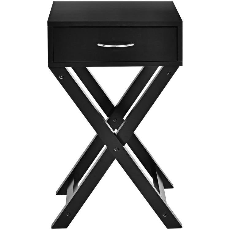 X-Shape 1 Drawer Nightstand End Side Table Storage in Black — Chic Home-Decor