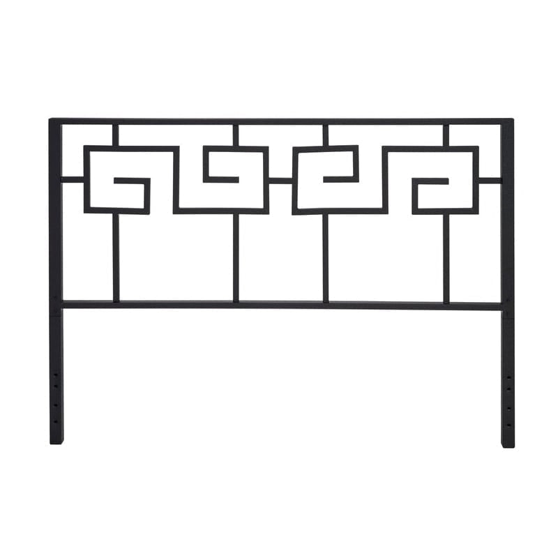 King size Modern Meander Greek Spiral Headboard in Black Metal Finish