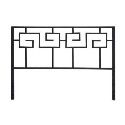 King size Modern Meander Greek Spiral Headboard in Black Metal Finish