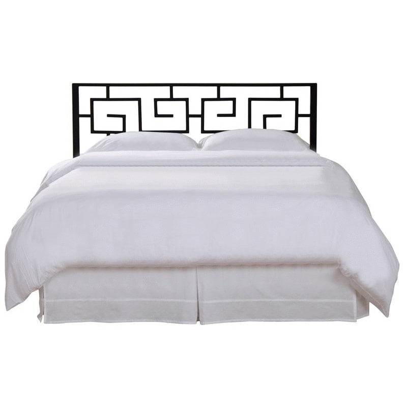 King size Modern Meander Greek Spiral Headboard in Black Metal Finish