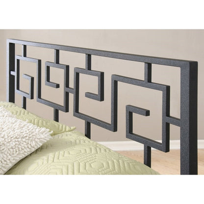 King size Modern Meander Greek Spiral Headboard in Black Metal Finish