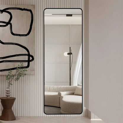 Black 60-inch Full Length Floor Mirror with Stand and Wall Mount Holes