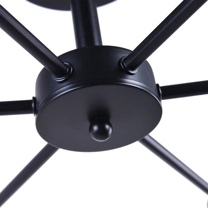 Mid-Century Modern 6-Light Semi Flush Mount Sputnik Ceiling Light in Black