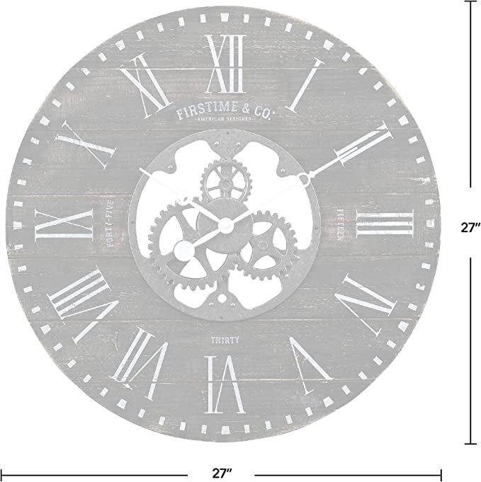 Industrial FarmHome Round Oversized Wall Clock in Rustic Black