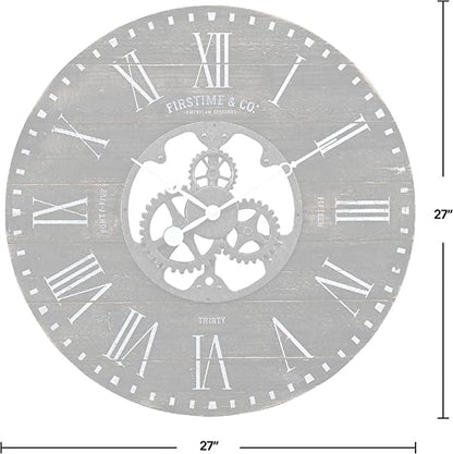 Industrial FarmHome Round Oversized Wall Clock in Rustic Black