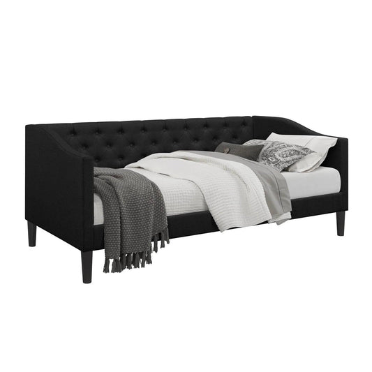 Twin size Modern Black Fabric Upholstered Button-Tufted Daybed — Chic Home-Decor