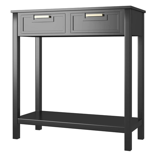 Modern Entryway Accent 2 Drawer Sofa Side Table Black — Chic Home-Decor