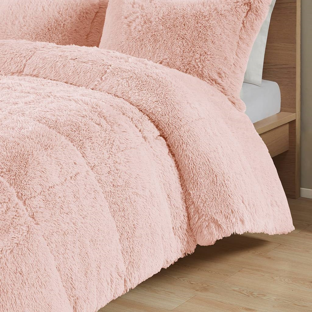 Twin/Twin XL Pink Blush Soft Sherpa Faux Fur 2-Piece Comforter Set — Chic Home-Decor