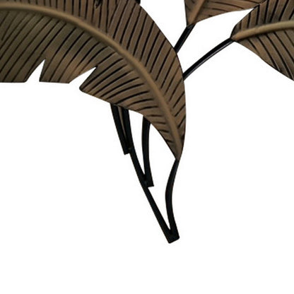 Benzara Metal Wall Decor Palm Leaf Green and Brown