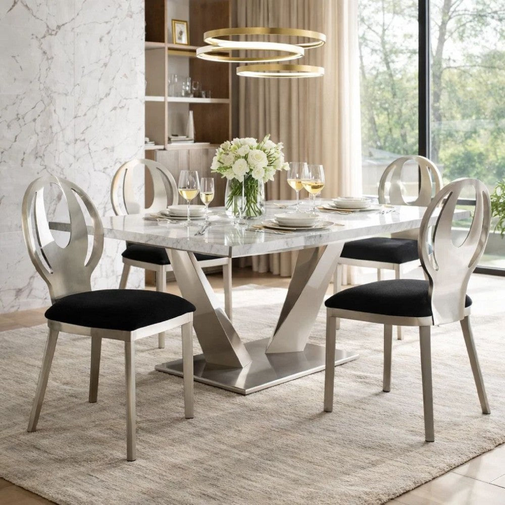 BM131326 Orla Contemporary Side Chair With Black Microfabric Seat, Set Of 2