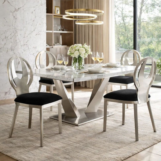 BM131326 Orla Contemporary Side Chair With Black Microfabric Seat, Set Of 2