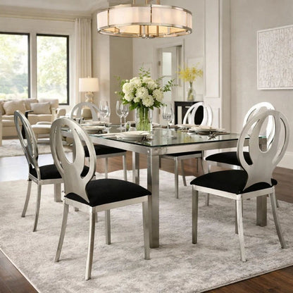 BM131326 Orla Contemporary Side Chair With Black Microfabric Seat, Set Of 2