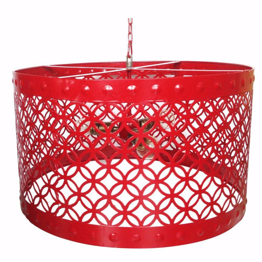 BM154193 Beautiful Circular Cutout Metal Chandelier, Red