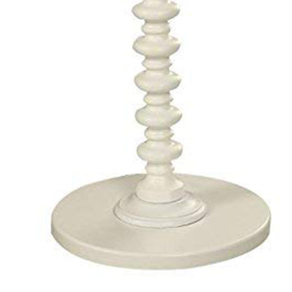 22 Inch Round Wooden Side Table with Turned Base, White