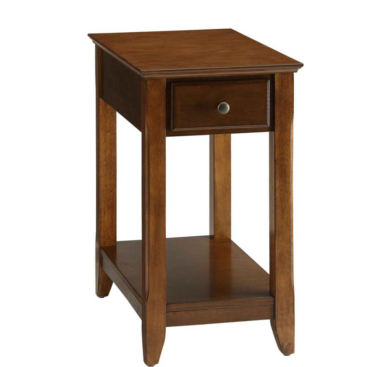 Smart Looking Side Table, Walnut Brown, with single drawer and lower shelf