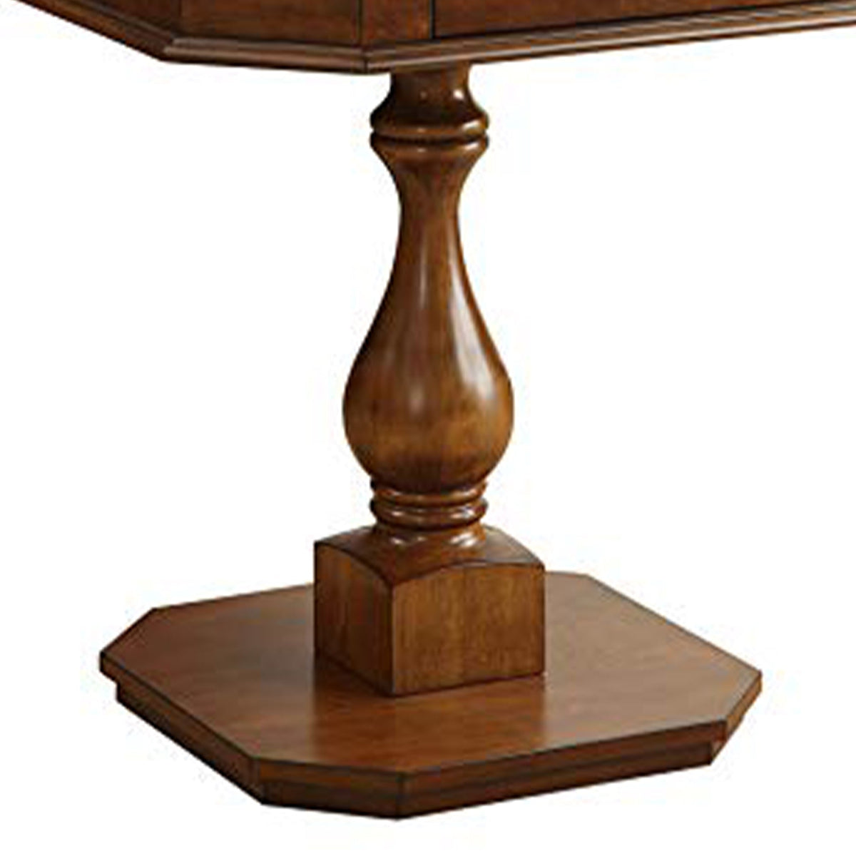 31 Inch Chess Game Table With Clipped Corners, Brown