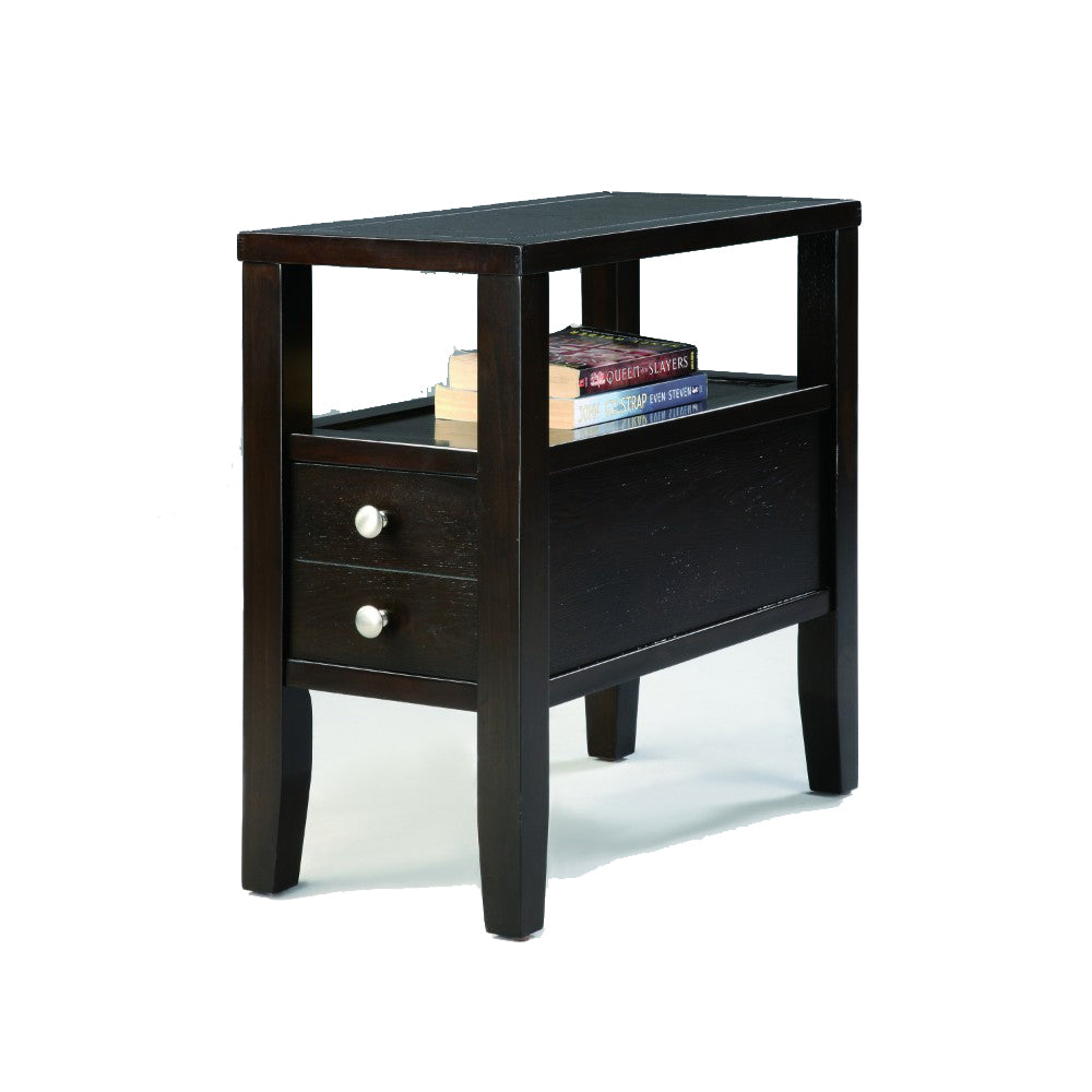 Amiable Chairside Table, dark espresso finish by Benzara
