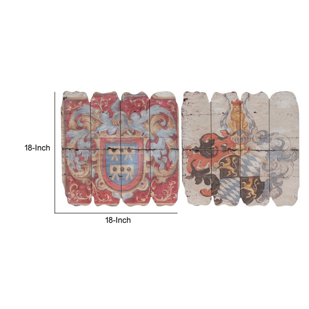 Wooden Wall Plaque, Multicolor, Set of 2