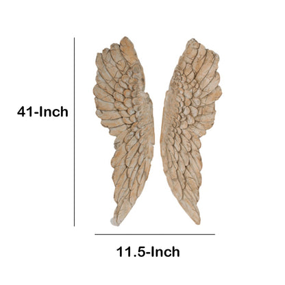 Angel Wings Statue Wall Art, Set of 2, Brown