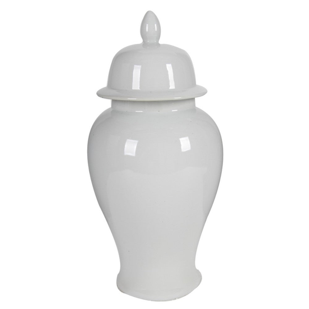 Kipp decorative porcelain ginger jar with lid, large white ceramic jar