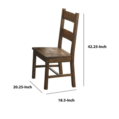 Chambr Armless Wooden Dining Side Chair, Rustic Golden Brown, Set of 2