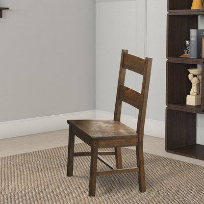 Chambr Armless Wooden Dining Side Chair, Rustic Golden Brown, Set of 2