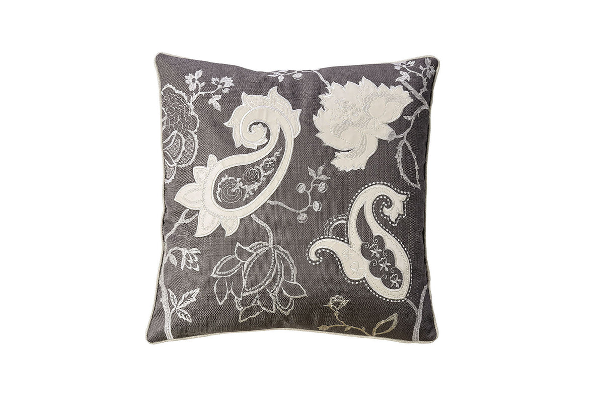 Contemporary Style Set of 2 Throw Pillows With Paisley and Floral Desi
