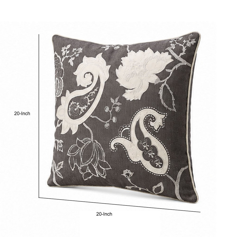 Contemporary Style Set of 2 Throw Pillows With Paisley and Floral Desi